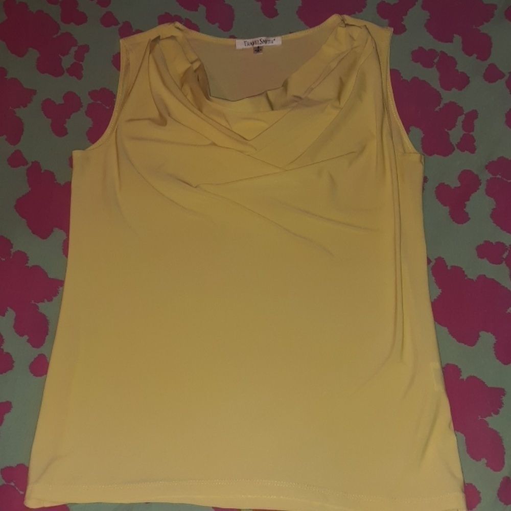 Travelsmith Low Cowl Neck Sleeveless Shirt Yellow